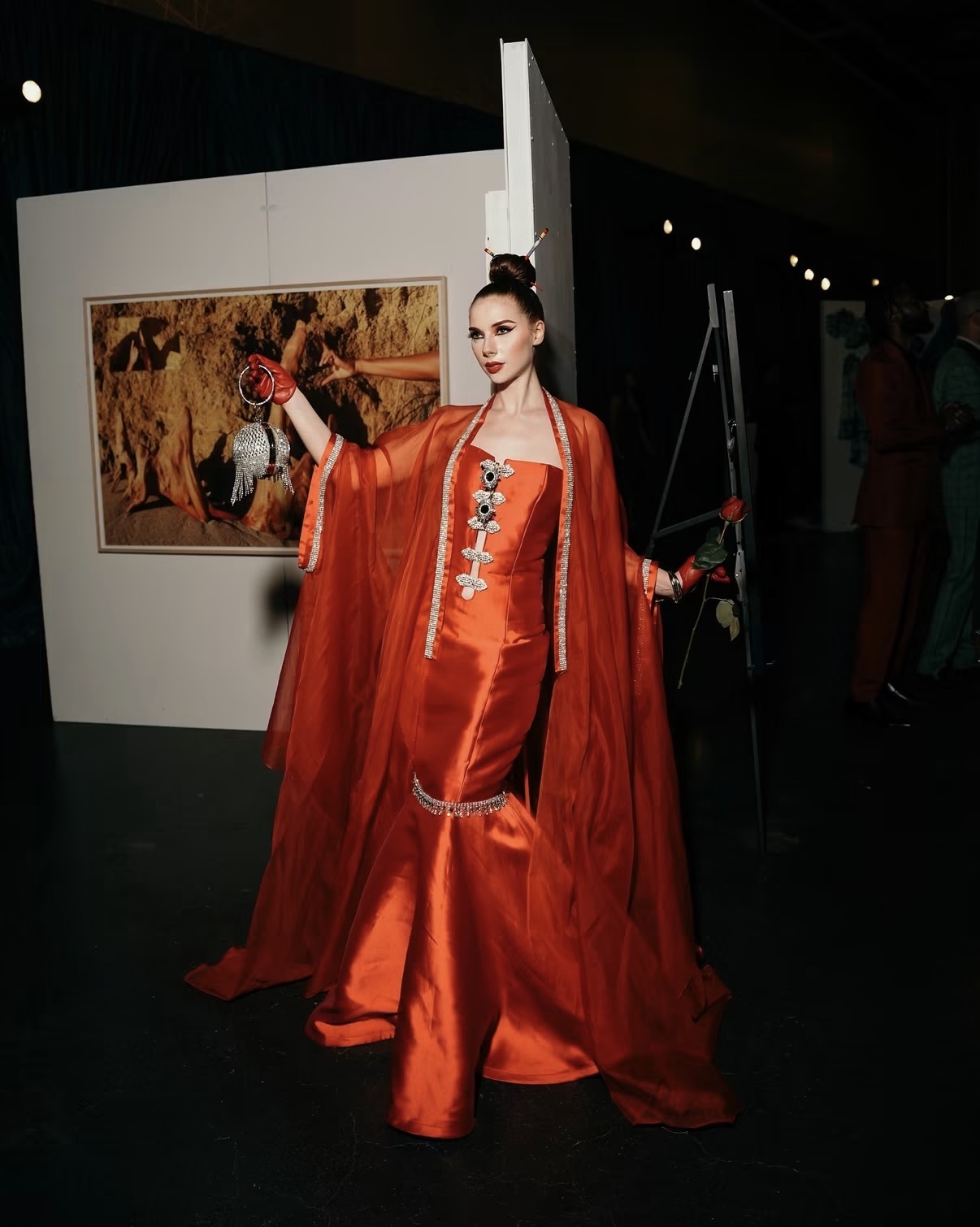Couture gown at a fashion and art event