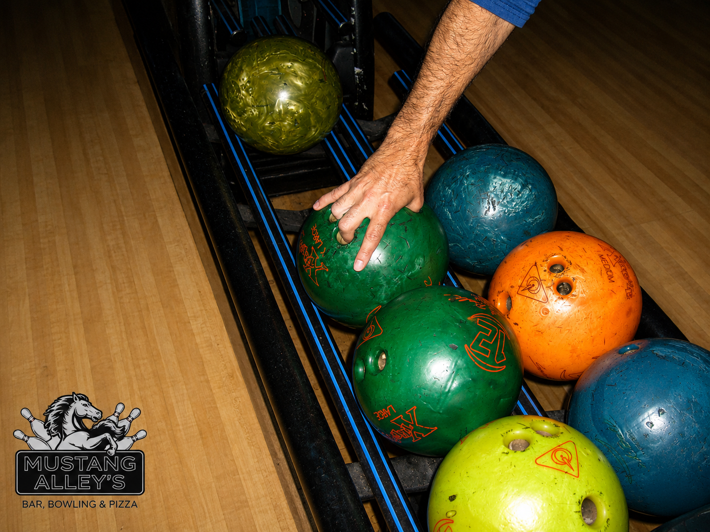 Bowling alley brand content for Mustang Alley's